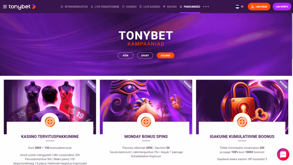 Tonybet kasiinokampaaniad