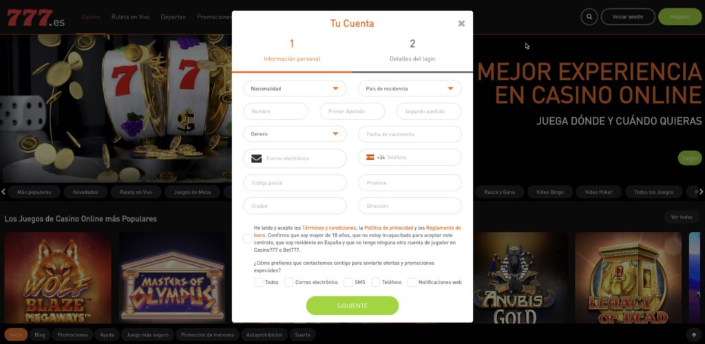 Casino777 registro
