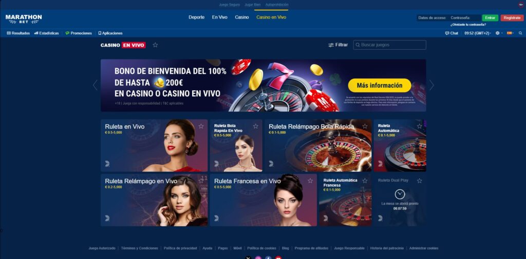 Marathonbet casino en vivo