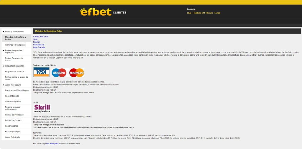 efbet metodos de pago