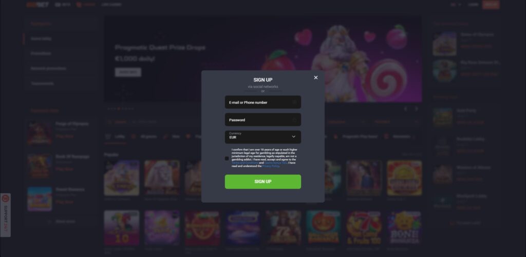 GGBet Casino Εγγραφή