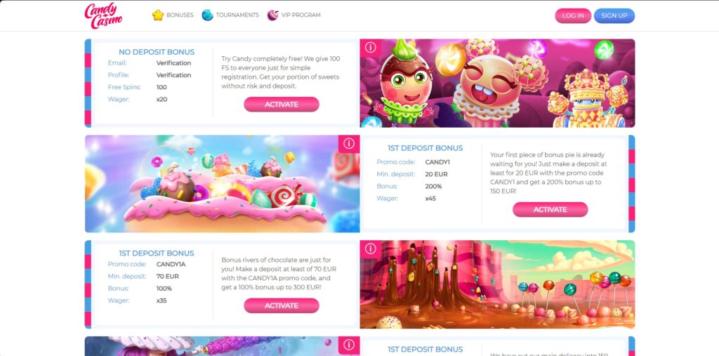 Candy casino Μπόνους