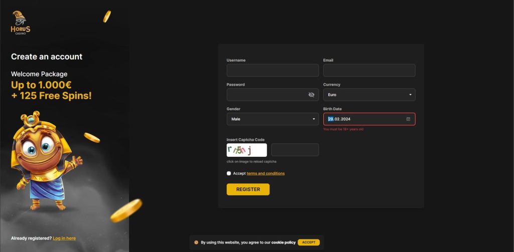 horus casino Εγγραφή