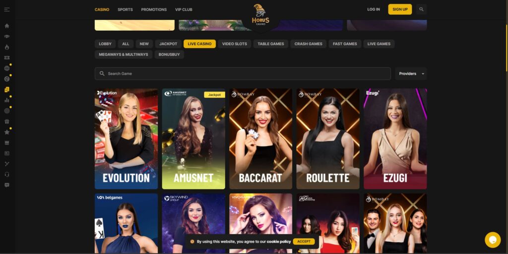 horus casino Ζωντανό καζίνο