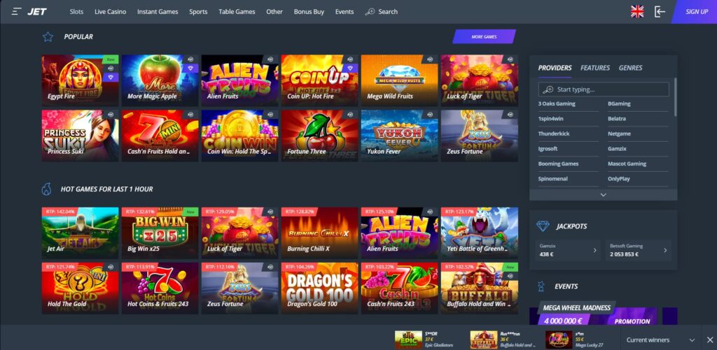 jet casino froutákia