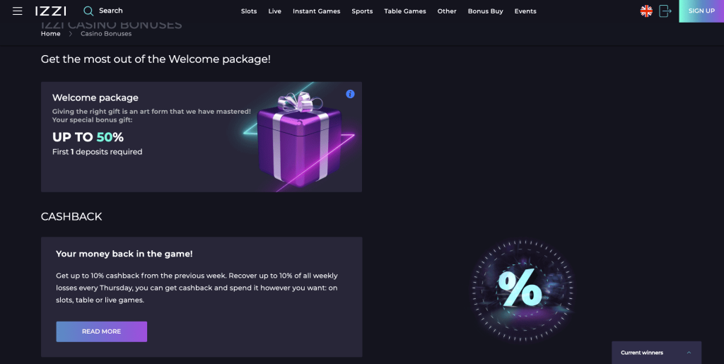 Izzi Casino Μπόνους
