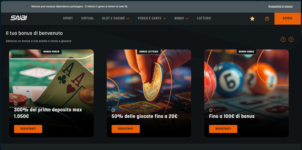 Bonus del casinò Snai