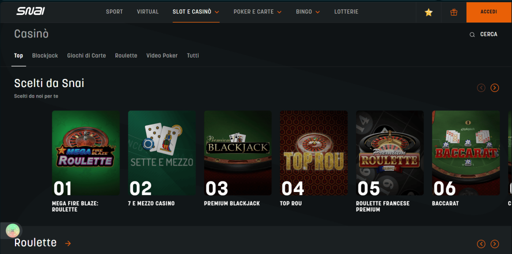 Snai casinò Italia