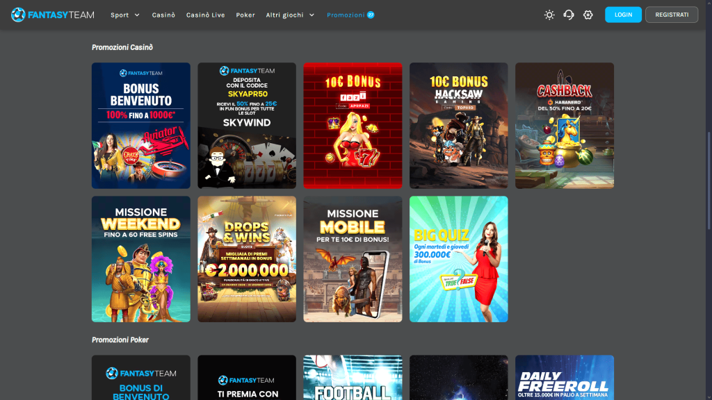 Bonus del casinò Fantasyteam