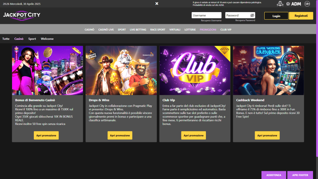 Bonus del casinò Jackpot City