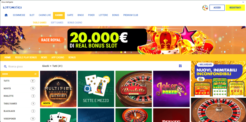 Lottomatica casinò Italia