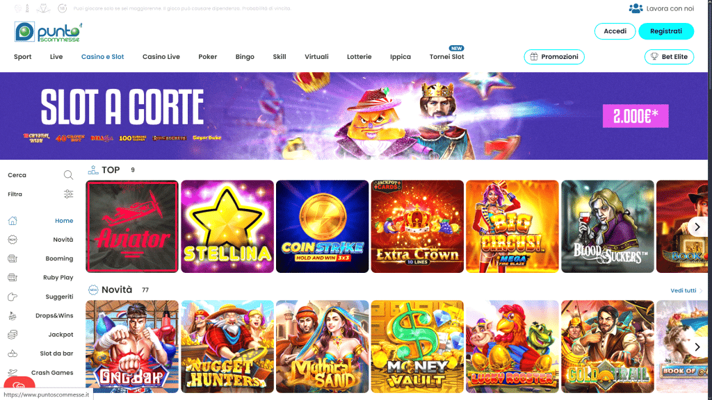 Punto Scommesse casinò Italia