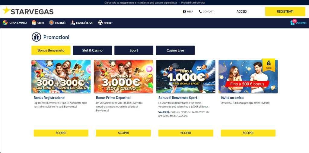 Bonus del casinò StarVegas