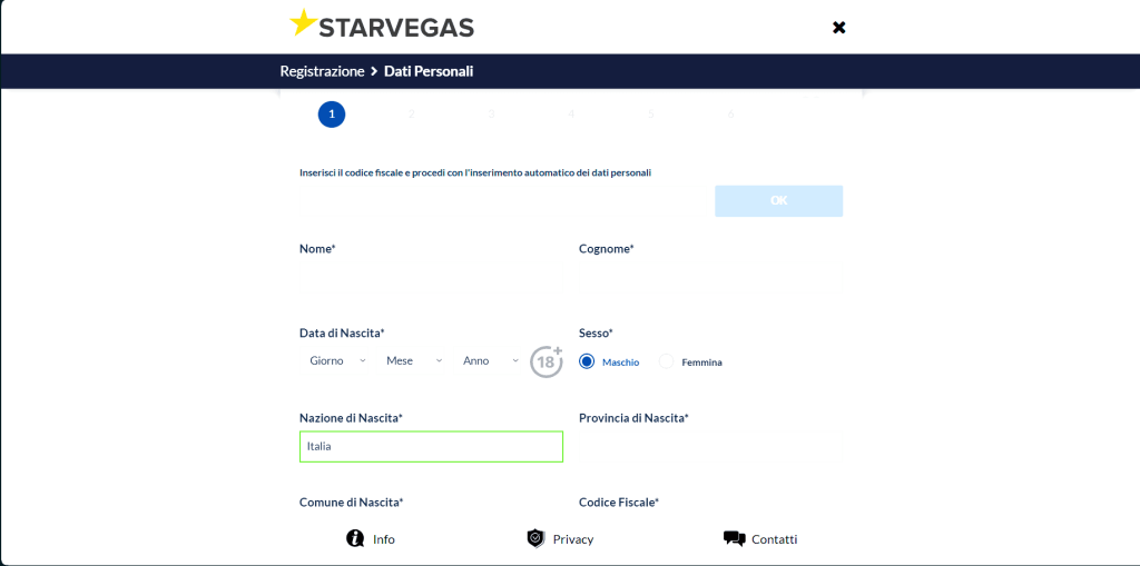 Registrazione al casinò StarVegas