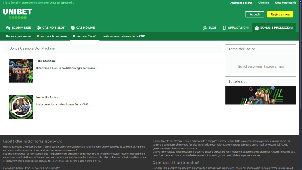 Bonus del casinò Unibet