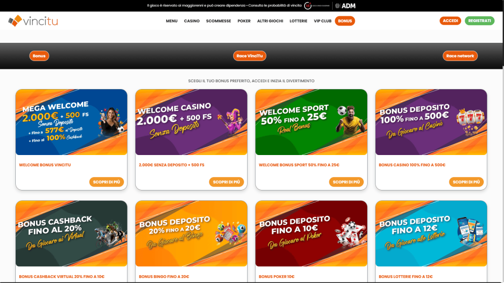Bonus del casinò Vincitu