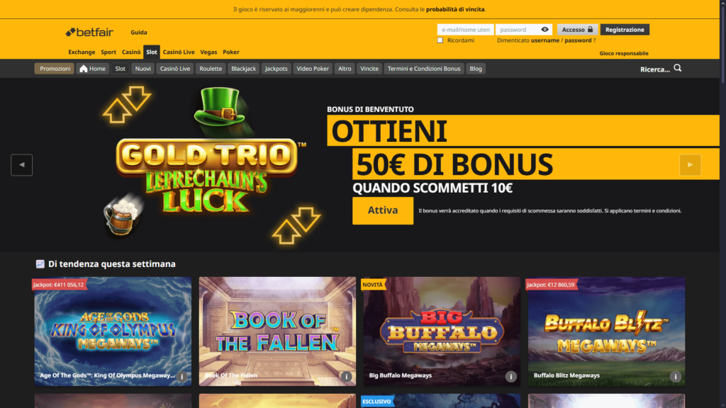 Slot del casinò Betfair