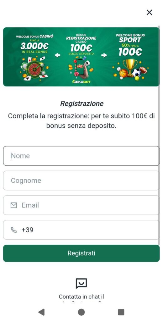 gekobet casino mobile registrazione