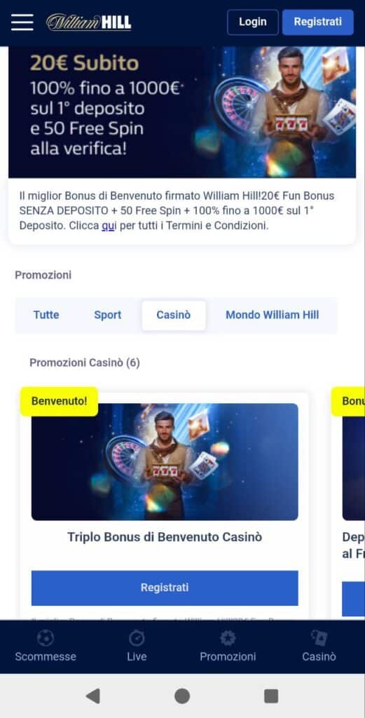 william hill casino mobile bonus