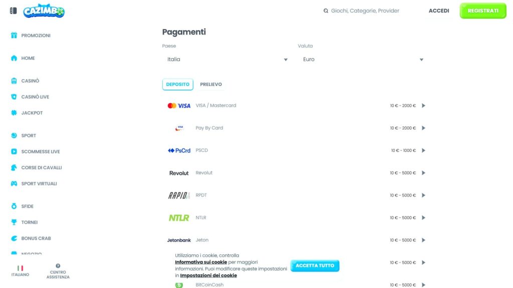 Metodo di pagamento