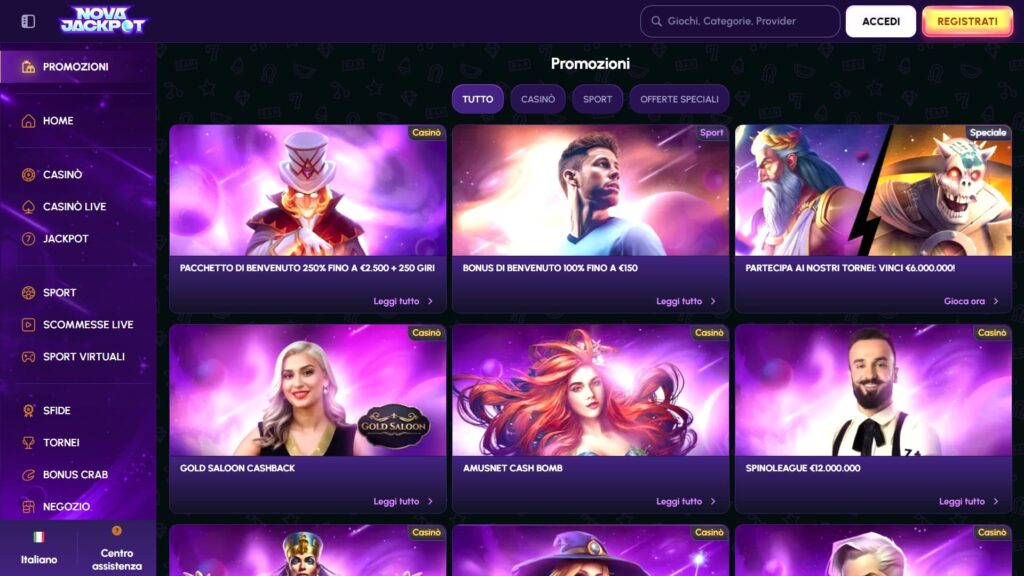 Bonus del casinò NovaJackpot