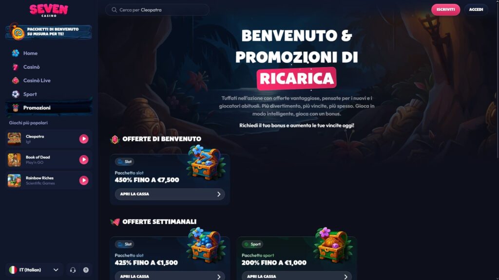 Bonus del casinò Seven