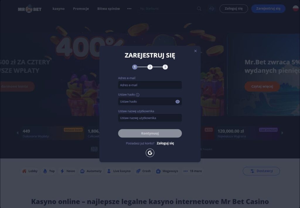 Mr Bet Casino rejestracja