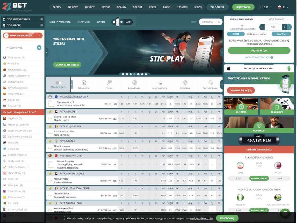 22Bet casino zaklady sportowe