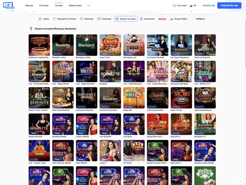 Ice Casino gra z krupierami na żywo