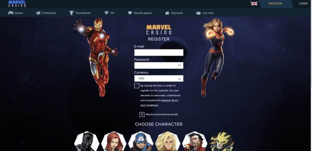 Marvel casino rejestracja