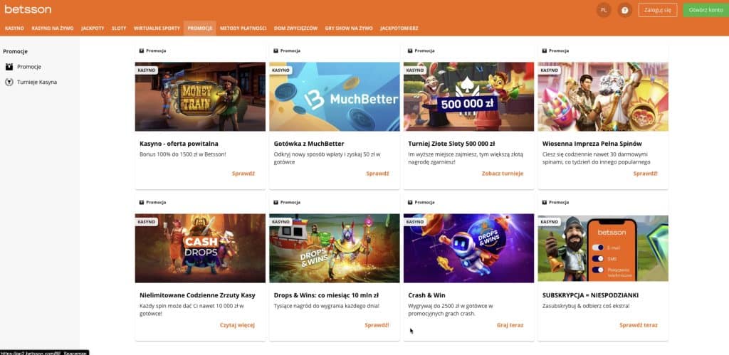 Betsson casino bonusy