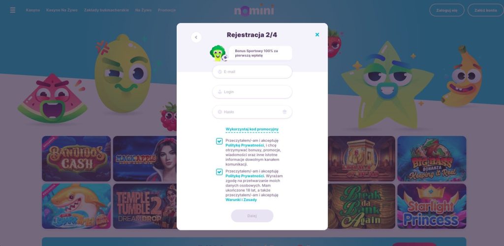 Nomini casino rejestracja