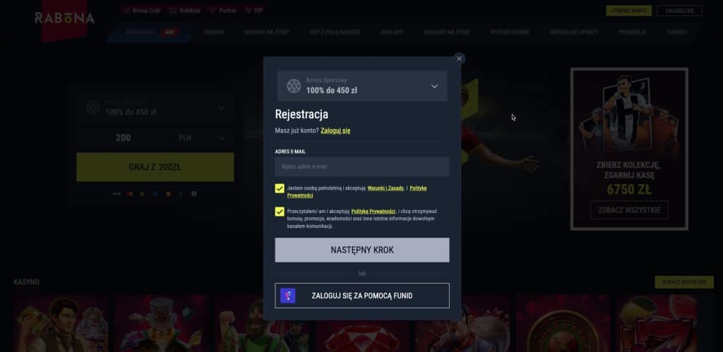 Rabona casino rejestracja