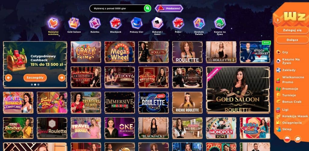 Wazamba casino gra z krupierami na żywo