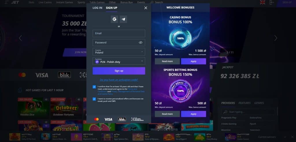 jetcasino zarejestruj sie