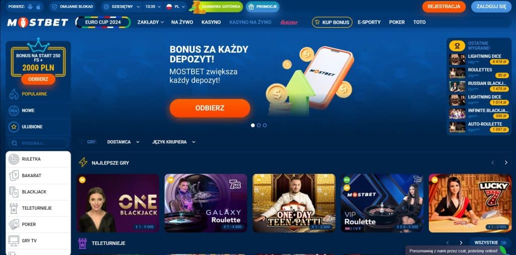 mostbet kasyno na zywo