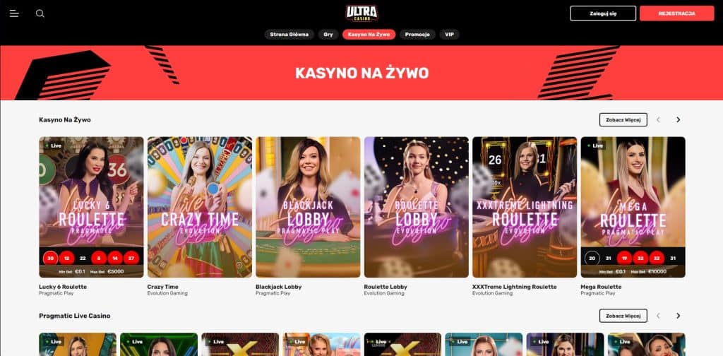 ultra casino gry na zywo