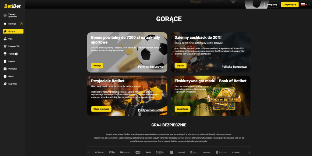 Betibet casino bonusy