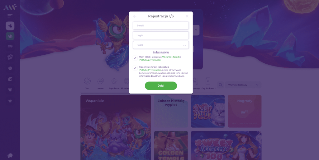 ALF casino rejestracja konta
