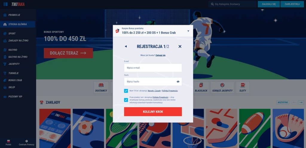 TikiTaka casino rejestracja konta