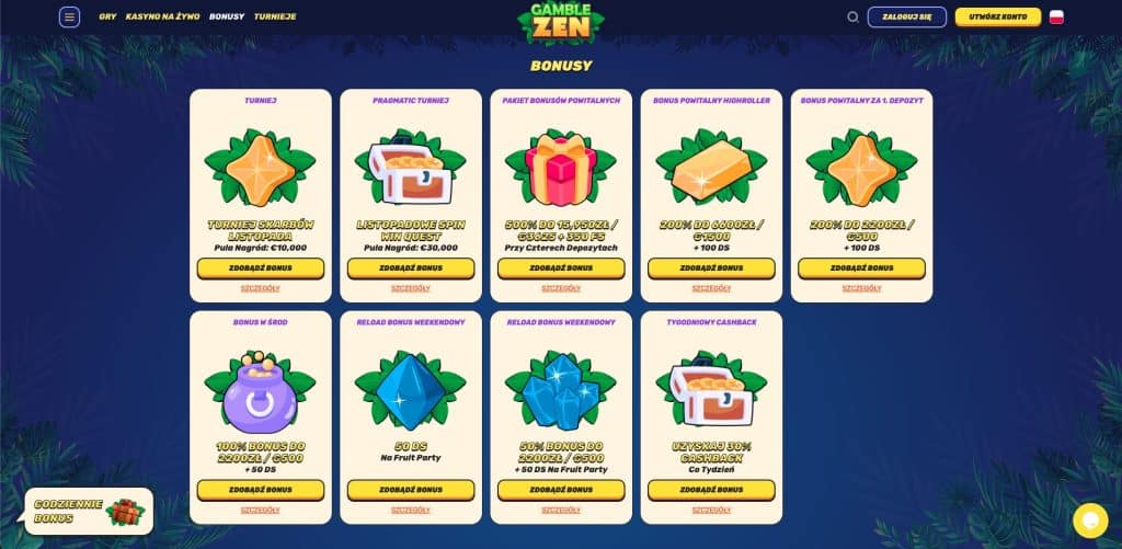 Gamblezen casino bonusy