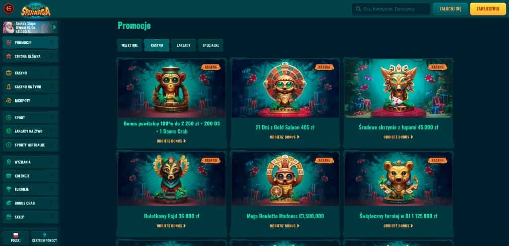 Spinanga casino bonusy