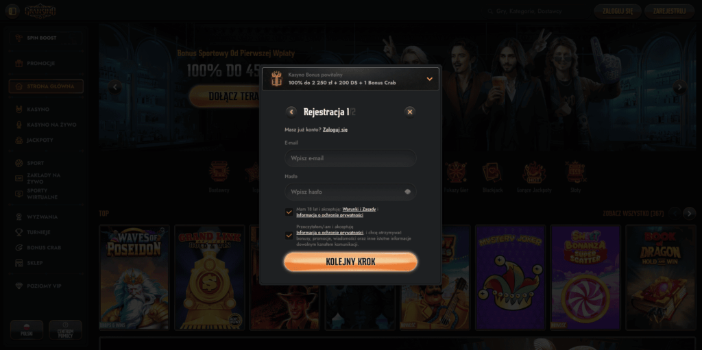 Gransino casino rejestracja konta