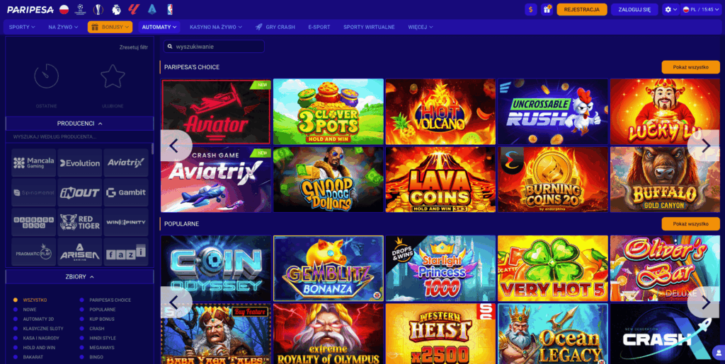 Paripesa casino automaty do gier