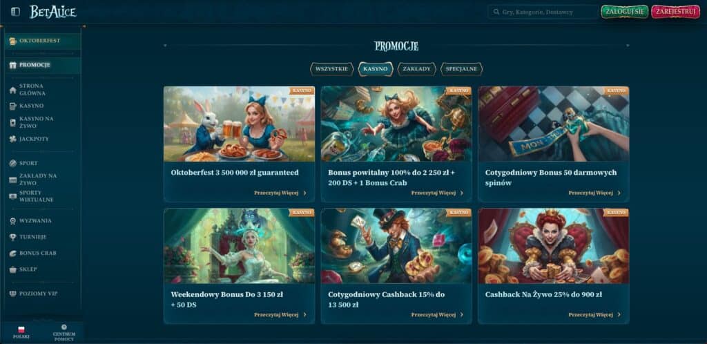 BetAlice casino bonusy