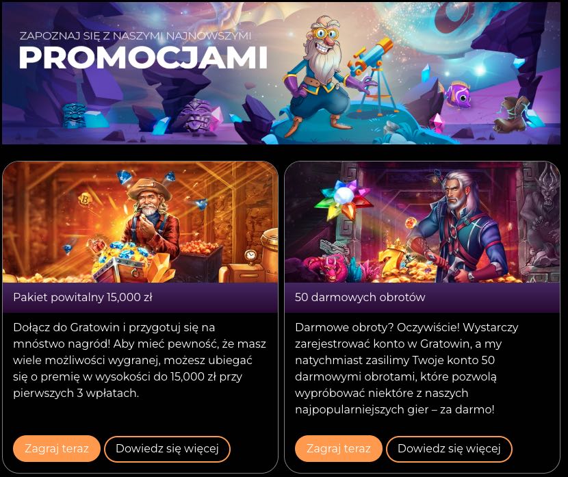 Gratowin casino bonusy