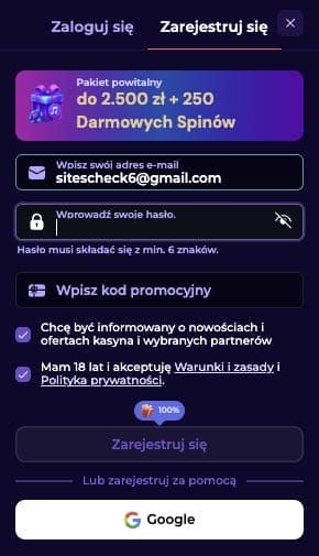 SlotsDJ casino rejestracja konta