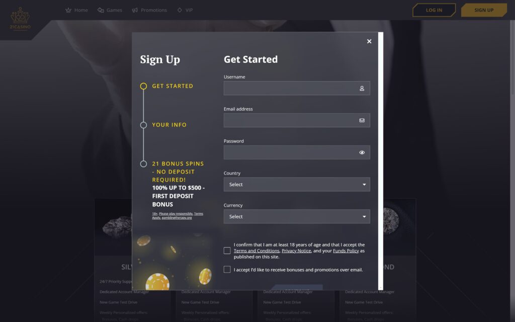 21casino registration