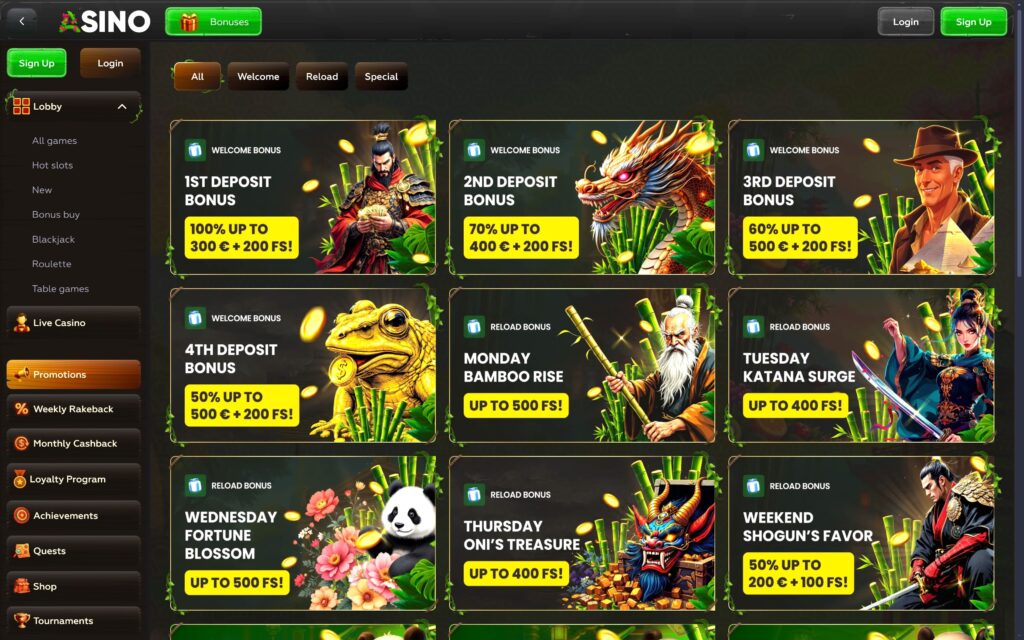 Asino casino bonuses
