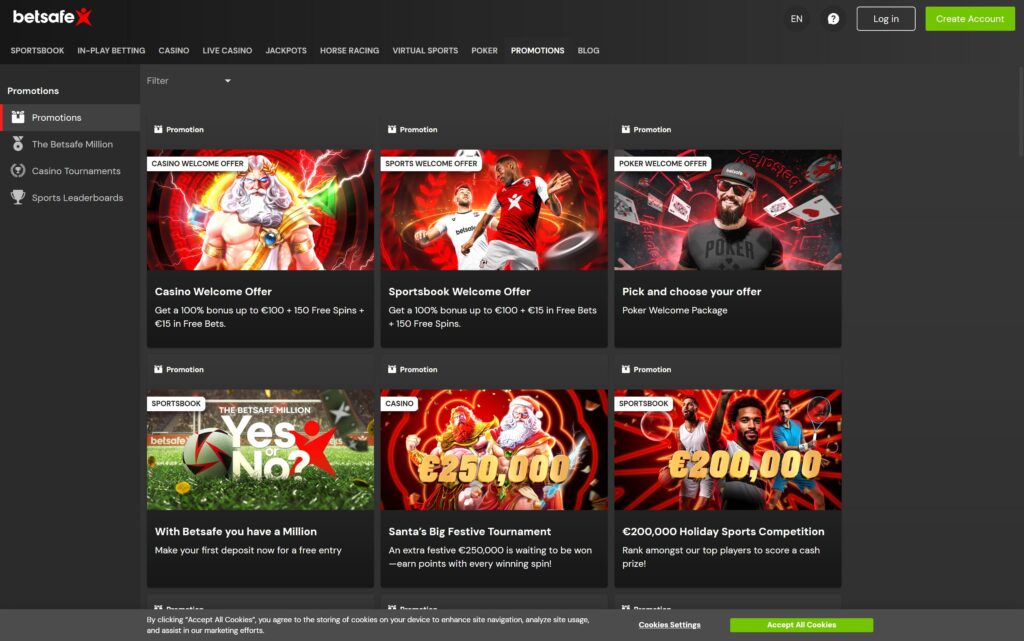 betsafe casino bonuses